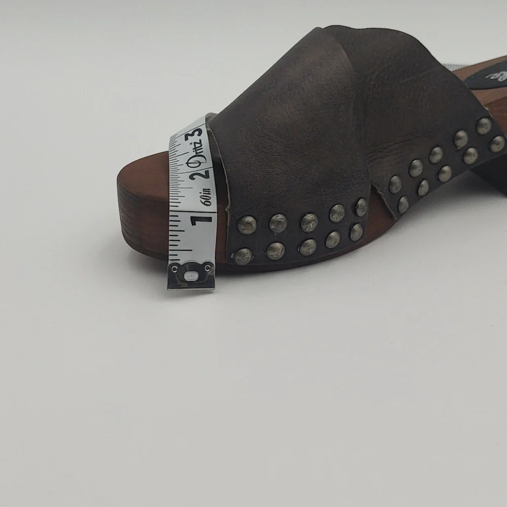 Free people Sandal Clog Leather Wooden Platform Studded Sandals Boho 5.5 / 36